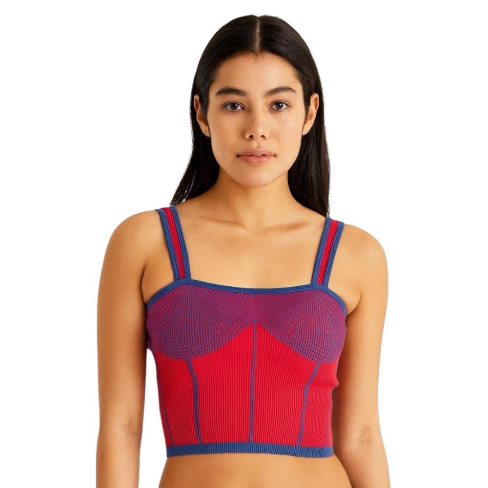 Zara Pink & Blue Stretchy Cropped Tank Size XS-S
